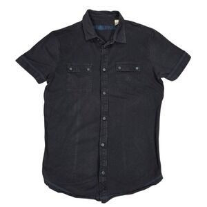 Diesel Button Down Shirt Womens L Black Excellent Short Sleeve Utility Moto